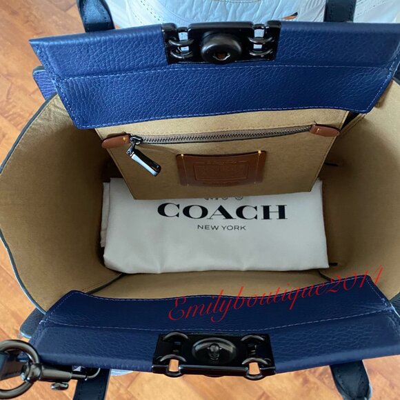 NEW Coach Retail 1941 Colorblock Snakeskin Troupe Cadet Blue Leather Tote Bag - Picture 10 of 12